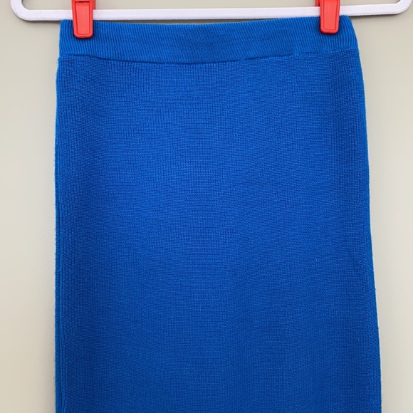 🆑 [4/$20] ASOS Blue pencil knit midi slit high waisted skirt - Picture 2 of 6